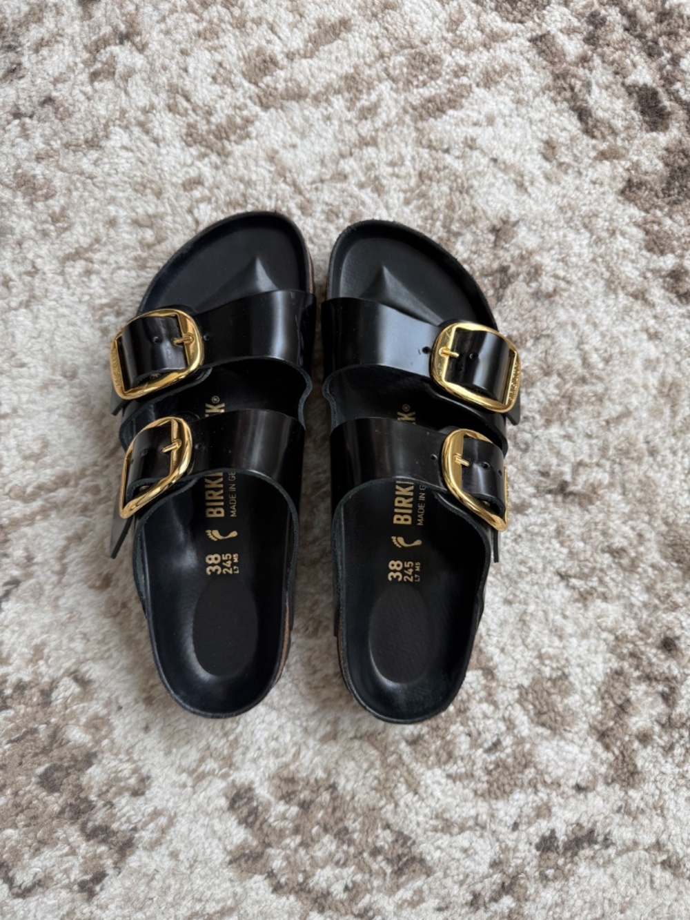 Birkenstock Arizona Big Buckle High Shine Sandals in Black Size 38 - Picture 3 of 10